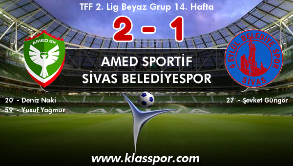 Amed Sportif 2 - Sivas Belediyespor 1