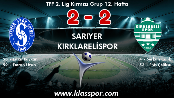 Sarıyer 2 - Kırklarelispor 2