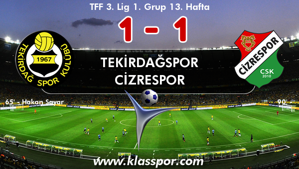 Tekirdağspor 1 - Cizrespor 1