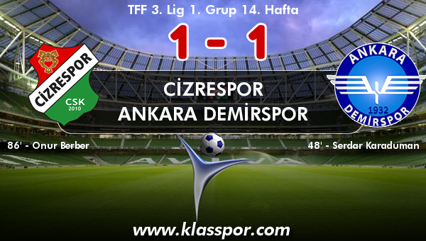 Cizrespor 1 - Ankara Demirspor 1