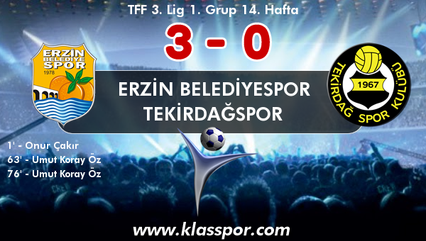 Erzin Belediyespor 3 - Tekirdağspor 0