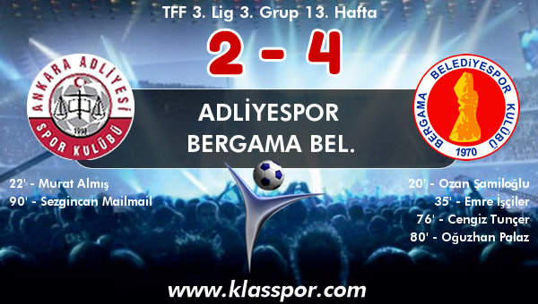 Adliyespor 2 - Bergama Bel. 4