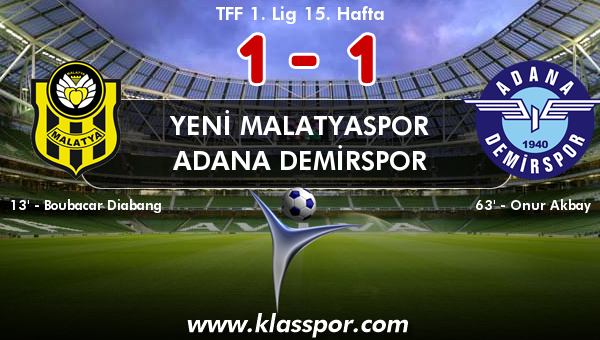 Yeni Malatyaspor 1 - Adana Demirspor 1