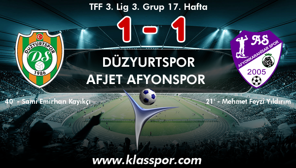 Düzyurtspor 1 - Afjet Afyonspor  1