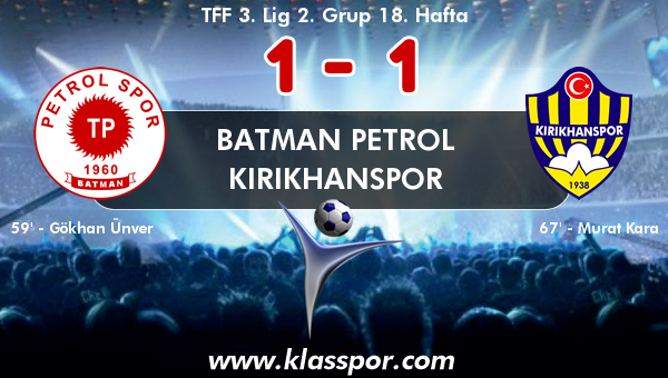 Batman Petrol 1 - Kırıkhanspor 1