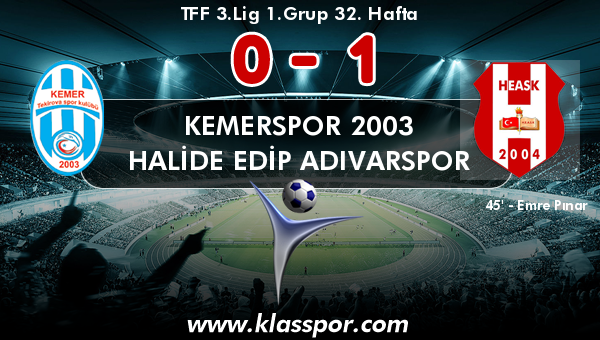 Kemerspor 2003 0 - Halide Edip Adıvarspor 1