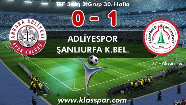 Adliyespor 0 - Şanlıurfa K.Bel. 1