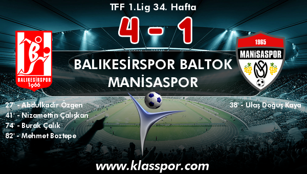 Balıkesirspor Baltok 4 - Manisaspor 1